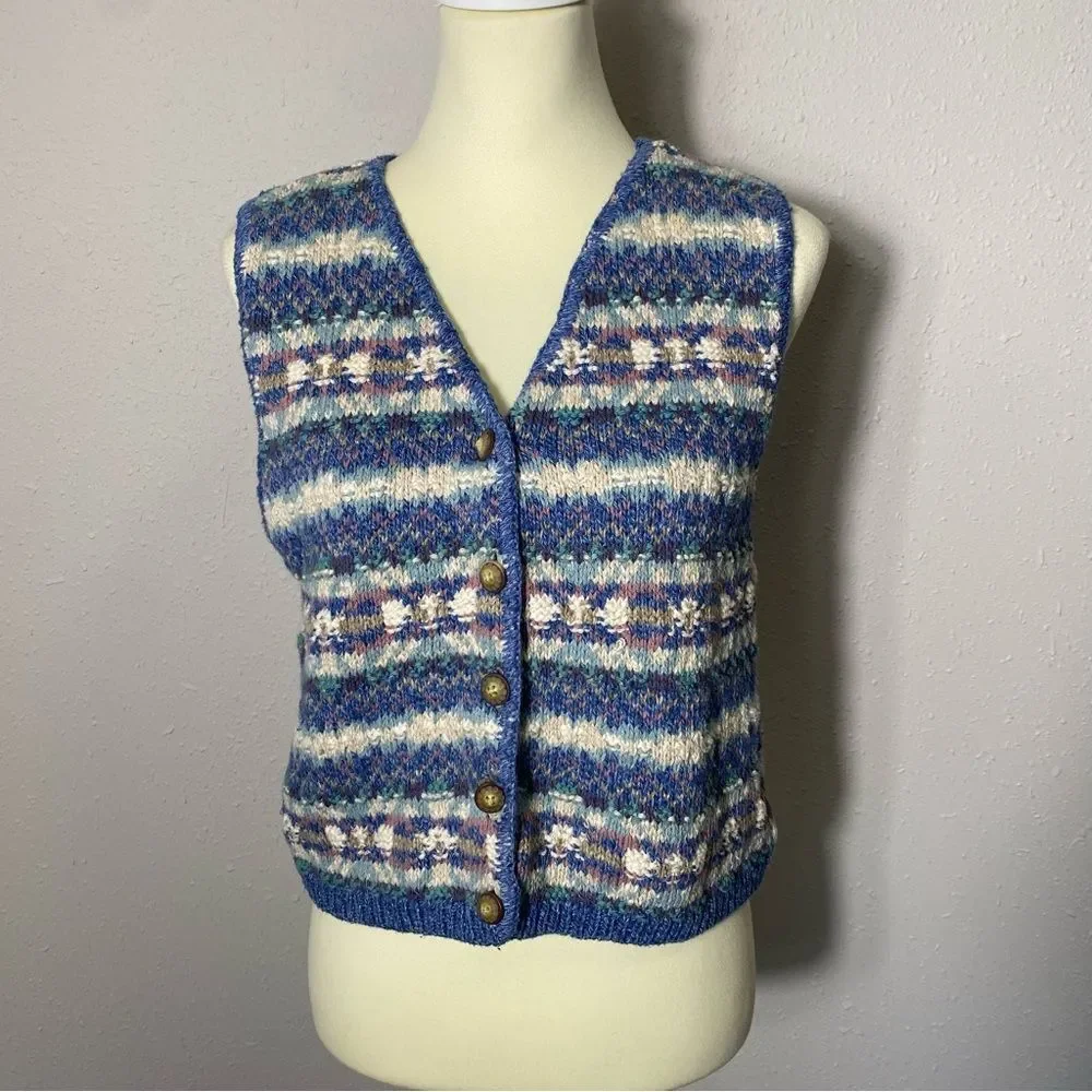 Vintage 90's L.L Bean Jacquard Fair Isle Knit Sweater Vest Women's Size Medium